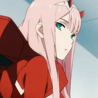 🌷 ccc75f32 Zero Two Darling in the Franxx Anime, Roze haar, Hoorntjes, Zero Two, Darling in the Franxx, Anime meisje telegram sticker