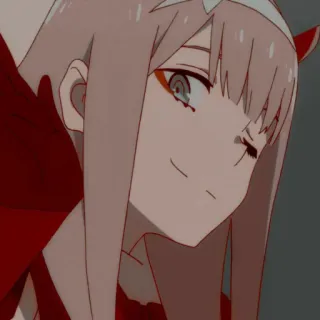 🌷 dcde11eb Zero Two Darling in the Franxx Anime, Meisje, Zero Two, Darling in the Franxx, roze haar, demon, knipoog, Kawaii telegram sticker