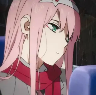 🌷 f1dbb3e6 Zero Two Darling in the Franxx Anime, Zero Two, Darling in the Franxx, roze haar, anime meisje telegram sticker