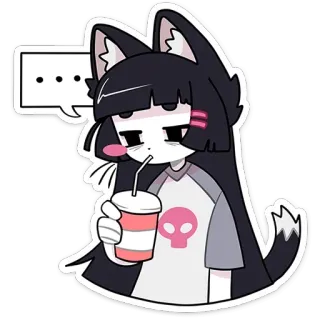 🫥 669e77ed Anime, Nhân vật, Dễ thương, Phim hoạt hình, Uống rượu, Đầu lâu, Cô gái mèo telegram sticker