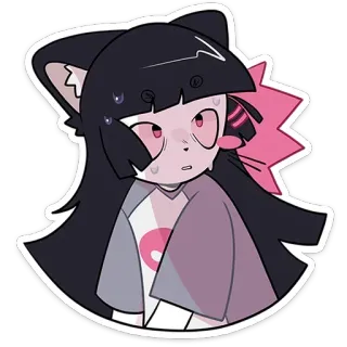 😠 f17989a4 anime, sticker, tai mèo, dễ thương, lo lắng, kawaii telegram sticker