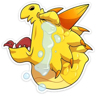 😭 0e6b4b45 cartone animato, piangere, triste, emozione, giallo, creatura, drago, animale telegram sticker