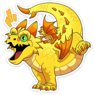 🤩 acde63ac drago, fantasy, creatura mitologica, adesivo, cartone animato, animale, giallo telegram sticker