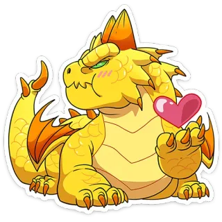 😘 3485da06 ドラゴン, 漫画, ハート, 黄色, かわいい, ファンタジー, 動物 telegram sticker
