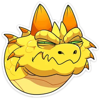 😒 6ff09e4c ドラゴン, 漫画, 黄色, 生き物, 動物, ステッカー, ファンタジー telegram sticker
