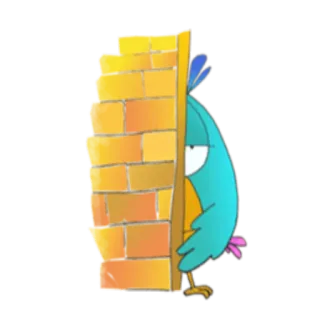 👁 0727a651 鳥, 壁, 漫画, 隠れる, レンガの壁 telegram sticker