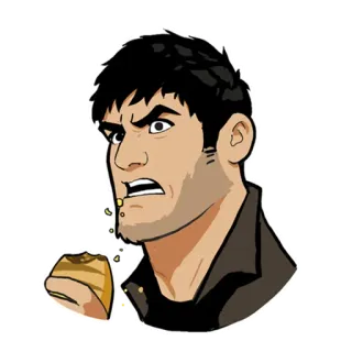 😨 3e26de41 ผู้ชาย, โกรธ, กิน, การ์ตูน telegram sticker