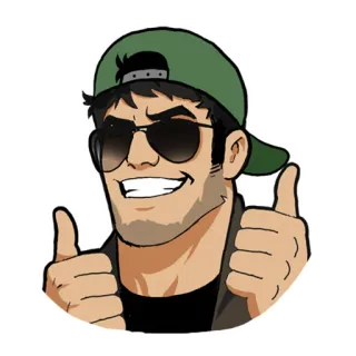👍 734b22e2 ยกนิ้วโป้ง, ยิ้ม, แว่นกันแดด, หมวก, คิดบวก telegram sticker