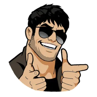 😎 da0e2a75 การ์ตูน, ผู้ชาย, แว่นกันแดด, เท่, ชี้ telegram sticker