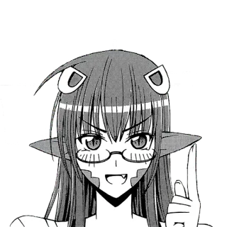 🐍 88e36483 Anime, Manga, Personnage, Lunettes, Pointant, Fille monstre whatsapp sticker