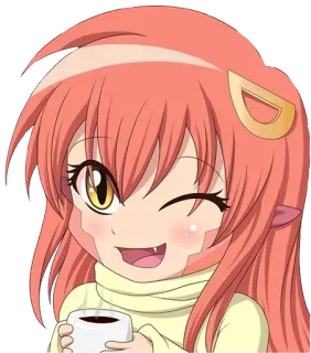 🐍 cd635171 애니메이션, 몬스터 걸, 윙크, 귀여운, 커피 telegram sticker