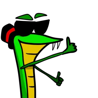 👍 04b19f64 crocodile, dessin animé, doigt d'honneur, offensant, impoli, vert telegram sticker