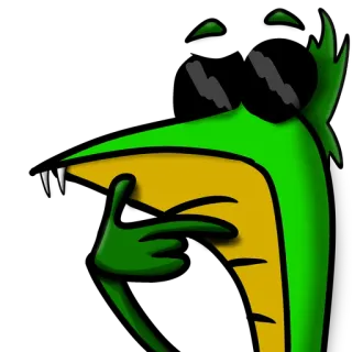 🤔 44b51559 crocodile, dessin animé, lunettes de soleil, cool, geste obscène telegram sticker