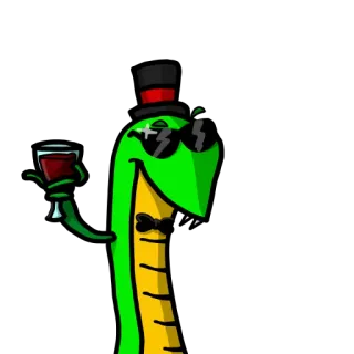 🍷 69b0b0ce serpent, dessin animé, vin, haut-de-forme, lunettes, nœud papillon, célébration telegram sticker
