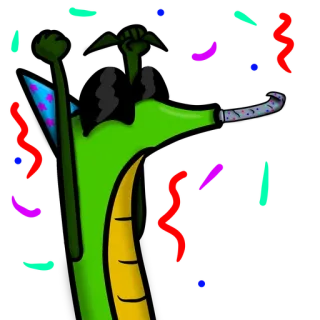 🥳 926ead31 dragon, fête, célébration, dessin animé, festif, confettis telegram sticker