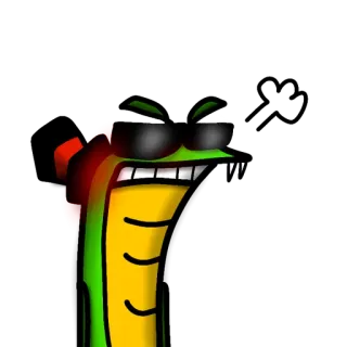 😠 932758c5 Dessin animé, En colère, Animal, Lunettes de soleil, Vert, Jaune telegram sticker