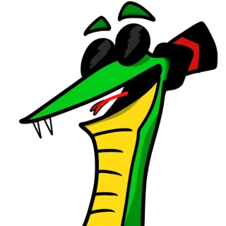 😄 a5c8007a dessin animé, crocodile, reptile, animal, vert telegram sticker