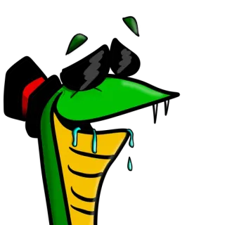 🤤 ad0b1c49 serpent, dessin animé, lunettes de soleil, vert, reptile, cool telegram sticker