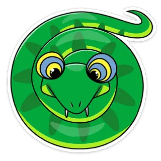 ☺️ 7c151440 蛇, 动物, 绿色, 爬行动物, 卡通, 贴纸 telegram sticker