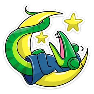 😴 d3280ac4 蛇, 月亮, 星星, 卡通, 贴纸, 爬行动物 telegram sticker