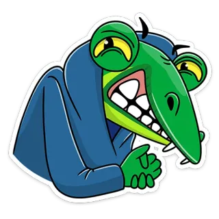 😈 e4a8f055 卡通, 绿色, 生物, 搞笑, 角色, 贴纸 telegram sticker