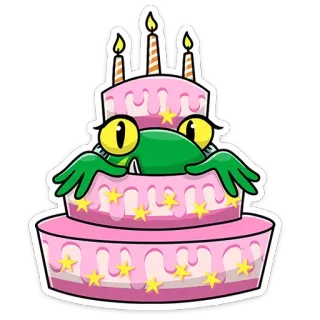 🎂 1bd8a5a1 개구리, 케이크, 생일, 파티, 축하, 디저트, 동물 telegram sticker