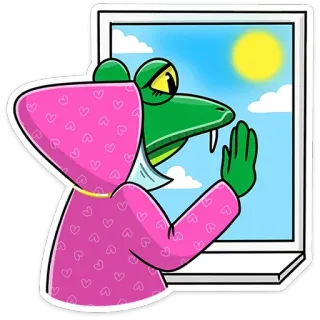 ☀️ 5178efb7 개구리, 뱀, 창문, 만화, 스티커, 귀여운 telegram sticker