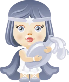 ♒ 0448a917 aquarius, zodiac, astrology, water bearer, cartoon telegram sticker