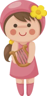 ♍ 4508fd44 cute, girl, harp, pink, flower telegram sticker