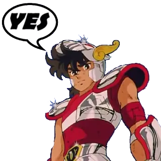 👍 496f81d1 YES anime, saint seiya, manga, cartoon, character whatsapp sticker