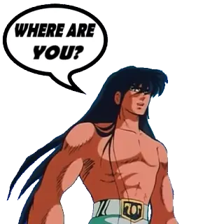 😑 97d723d1 WHERE ARE YOU? anime, question, searching, cartoon, dialog whatsapp sticker