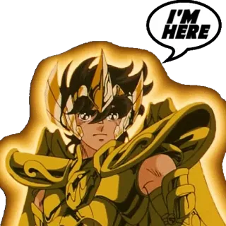 🙋 9f095f29 I'M HERE armor, anime, manga, gold whatsapp sticker