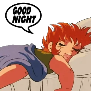 🛌 c2a7ce4e GOOD NIGHT good night, sleep, cartoon, anime, bed, dream whatsapp sticker