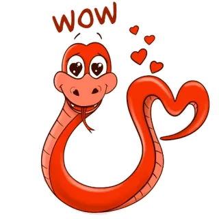 😍 24c6f43f WOW snake, red, cartoon, hearts, animal, wow, sticker telegram sticker