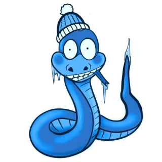 🥶 cd5ab2cb snake, winter, cold, ice, cartoon, animal, blue, hat telegram sticker