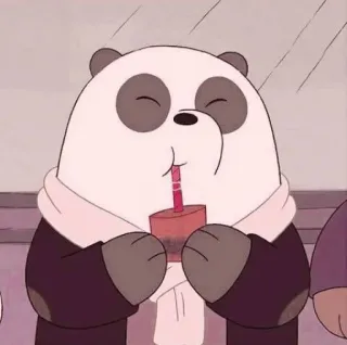 😀 0112038e Panda We Bare Bears Panda, We Bare Bears, Desenho animado, Bonito, Bebendo, Boba, Chá de bolhas telegram sticker