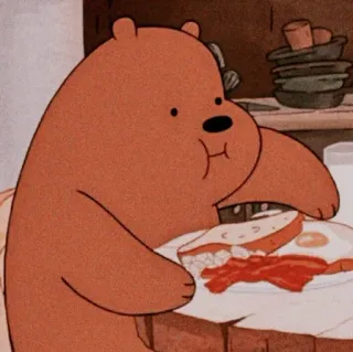 😋 4ad47800 Grizz We Bare Bears Grizz, We Bare Bears, Desenho animado, Café da manhã, Comida, Urso, Comendo telegram sticker