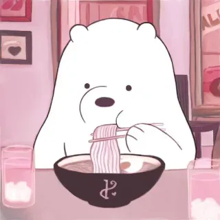 😋 614fc5b6 Ice Bear We Bare Bears urso, ramen, desenho animado, urso polar, macarrão, comida telegram sticker
