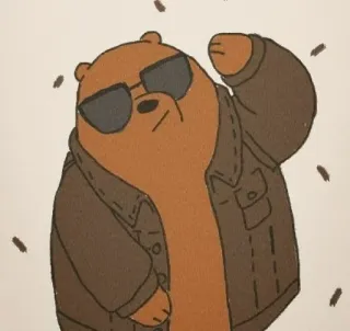 😎 b1fca5a4 urso, desenho animado, óculos de sol, jaqueta, animal telegram sticker