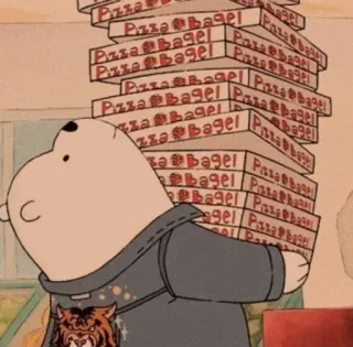 😋 d24a8eed Pizza Bagel pizza, bagel, comida, desenho animado, urso, pilha telegram sticker