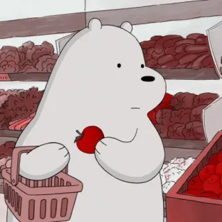 😶 f915f7b7 Ice Bear urso polar, We Bare Bears, desenho animado, compras, mercearia, fofo telegram sticker
