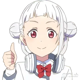 🙂 0c36e6de Anime, Duim omhoog, Schattig, Meisje, Koptelefoon, Personage telegram sticker