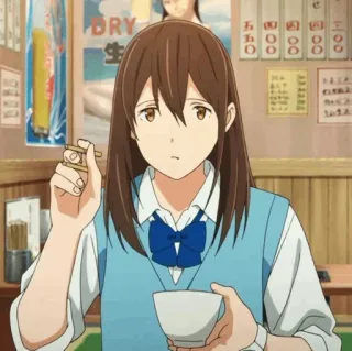 🍚 1aac0464 anime meisje, eten, eetstokjes, kom, japans telegram sticker