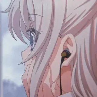 🎧 6aefb7a2 Anime, Meisje, Koptelefoon, Personage, Wit haar, Zijaanzicht telegram sticker