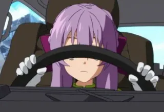 🚗 6be3a9ca Anime, Autorijden, Paars haar, Voertuig, Vrouw, Cartoon telegram sticker