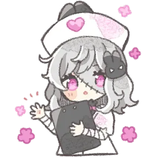 👋 59fd254a pielęgniarka, słodkie, anime, chibi, różowy, serce, bandaż telegram sticker