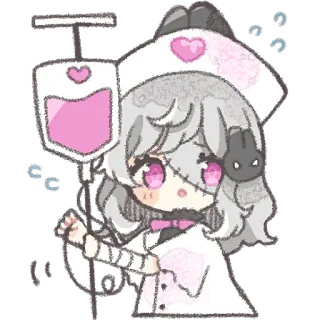 👩‍⚕ 91f6dc30 pielęgniarka, anime, słodkie, chibi, szpital, różowy, serce, medycyna telegram sticker