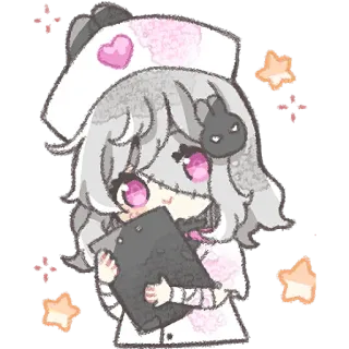 ☺️ cc20b3d8 pielęgniarka, anime, słodkie, kreskówka, dziewczyna, różowy, bandaż, podkładka telegram sticker