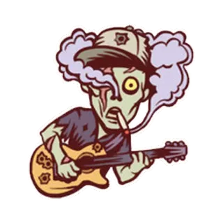 🎸 67221579 zombie, gitar, merokok, kartun, mayat hidup, makhluk, monster whatsapp sticker