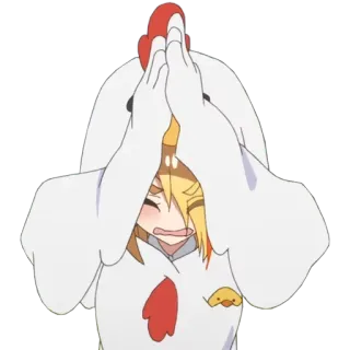 🙏 7eb2174e anime, chicken, animal, character, cute, funny, cosplay telegram sticker